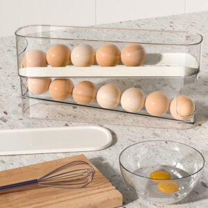 Automatic rolling egg organizer for fridge