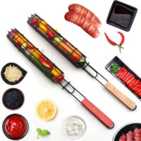 Mini Mesh grill basket with wooden handle
