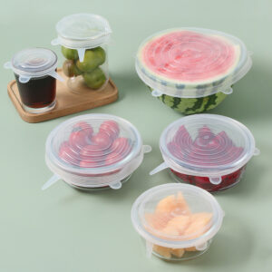 Set of 6 silicone stretch lids in multiple sizes