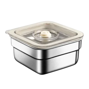 Stainless steel vacuum food container in 316 steel with easy vacuum seal for fresh, leakproof meal storage