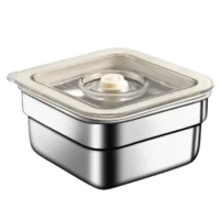Stainless steel vacuum food container in 316 steel with easy vacuum seal for fresh, leakproof meal storage