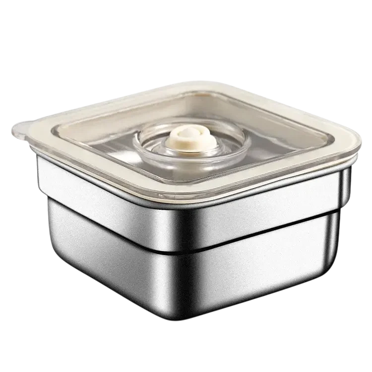 Stainless steel vacuum food container in 316 steel with easy vacuum seal for fresh, leakproof meal storage