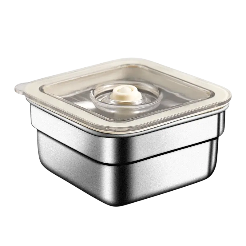 Stainless steel vacuum food container in 316 steel with easy vacuum seal for fresh, leakproof meal storage