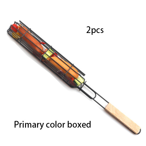 Mini Mesh Grill Basket - Mesh Barbecue Grill Basket with Wooden Handle - Image 6