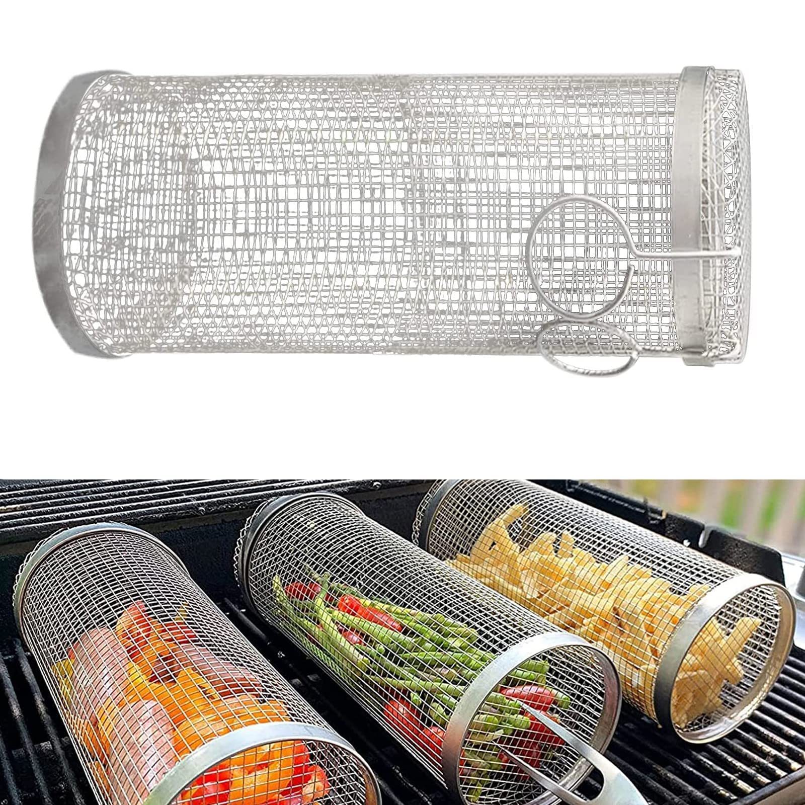 Rolling BBQ Grill Basket – Stainless Steel Mesh Cylinder - Image 7