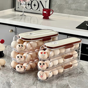 Transparent multi-layer rolling egg organizer