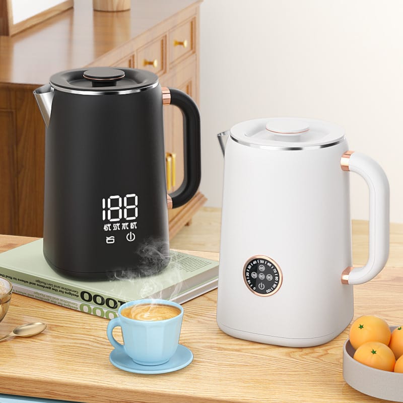 Smart 1.7L Electric Kettle with Touch Control – Sleek Design in Black and White