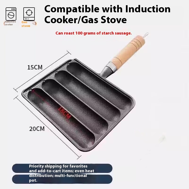 Classic Cast Iron Sausage Pan - Even Heat for Perfect Grilling - Image 4