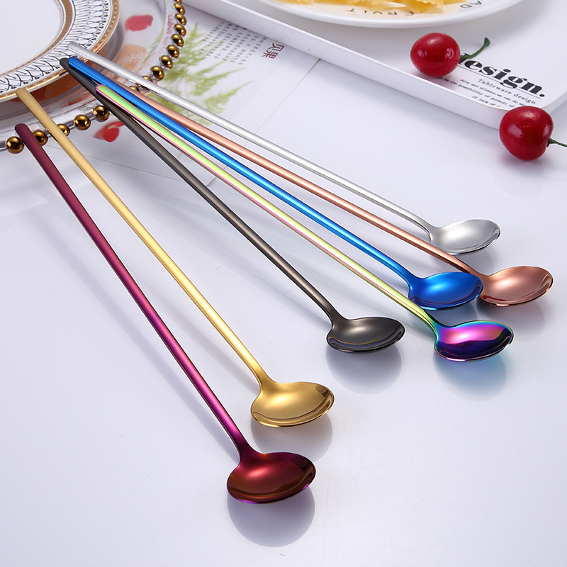 Stainless Steel Long Handle Spoon - Electroplated Finish - Image 5