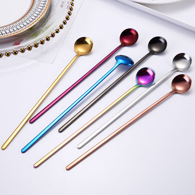 Stainless Steel Long Handle Spoon - Electroplated Finish - Image 3