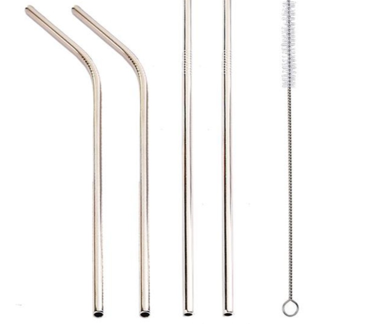 Colourful Reusable Stainless Steel Straws Set (4pcs) - Image 2